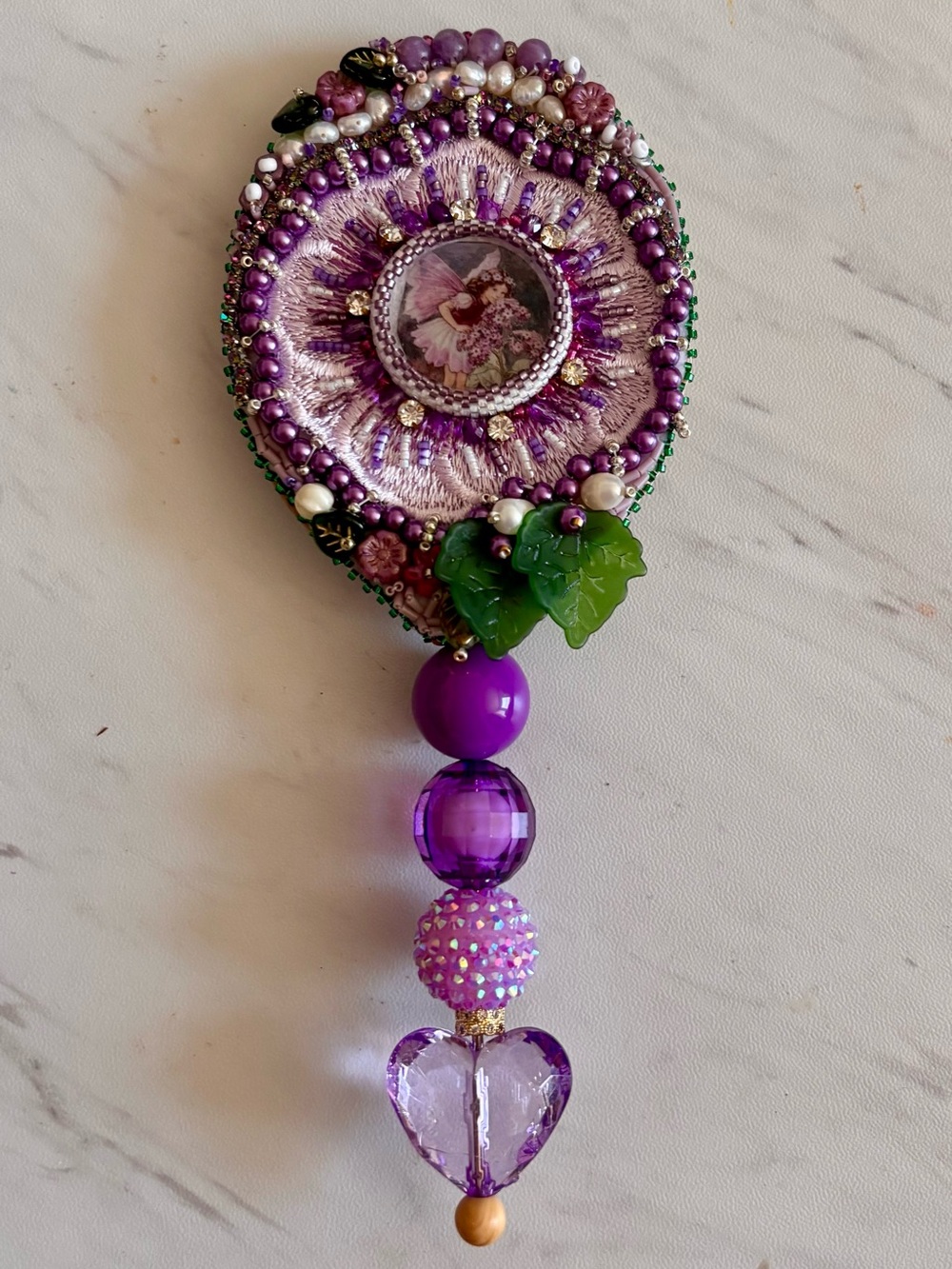 Beautiful hand beaded, Handheld Mirror.  Real pearls too!